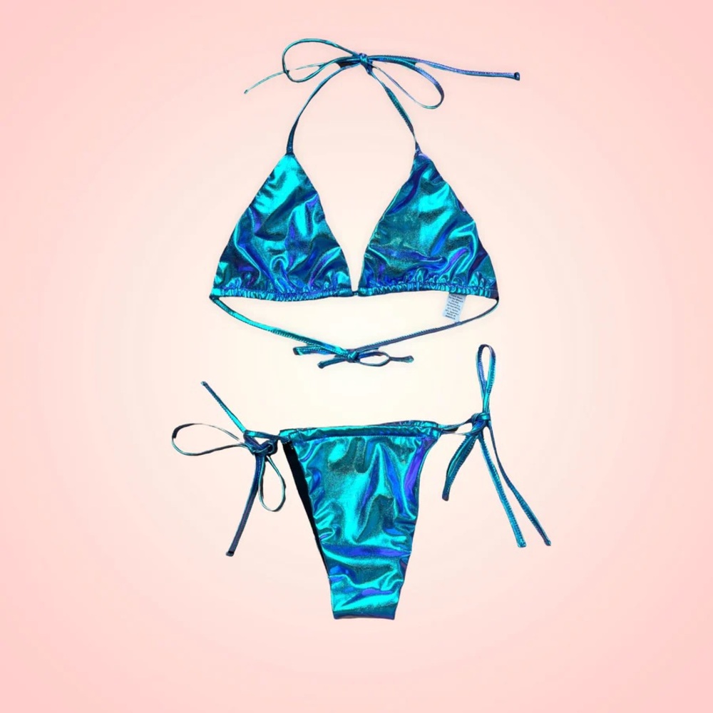 Viper blue metallic 2 pc bikini (Sz M)